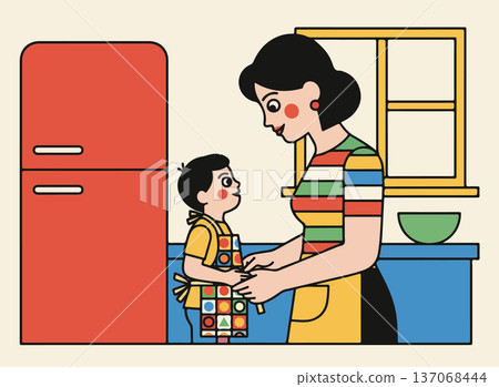 Mother and Son Cooking Together 137068444