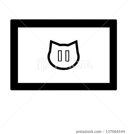 視訊圖示_暫停按鈕_隨意的簡單貓臉 137068544