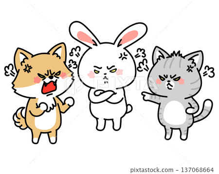 A fighting dog, cat and rabbit trio 137068664