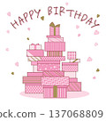 Illustration of a warm pink gift box_Happy Birthday 137068809