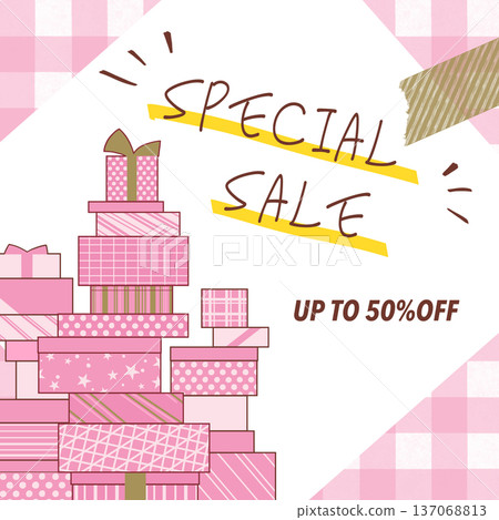 Warm pink gift box illustration_Special Sale_50% OFF Warm pink gift box illustration_Special Sale_50% OFF 137068813