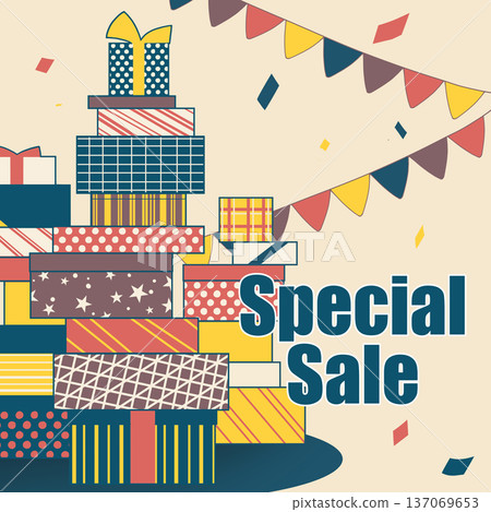 Stylish and cute gift box illustrations_Special Sale Stylish and cute gift box illustrations_Special Sale 137069653