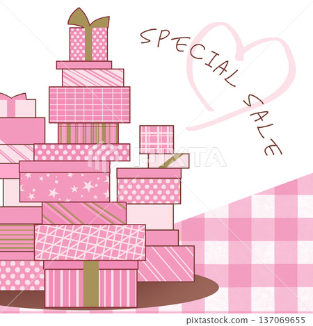 暖粉紅禮盒插畫_特價促銷 137069655