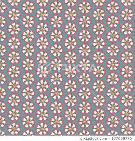 Vintage ditsy floral seamless pattern with tiny white and red flowers 137069770