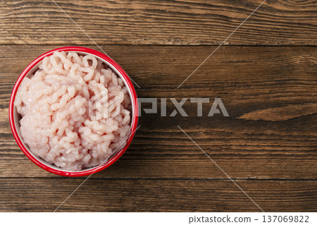 Raw Chicken Minced Meat in Bowl Raw Chicken Minced Meat in Bowl 137069822