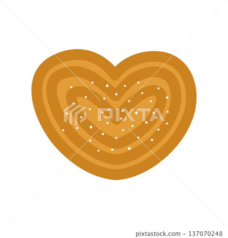 Sweet bun with sugar in the shape of a heart. Vector illustration. Sweet bun with sugar in the shape of a heart. Vector illustration. 137070248