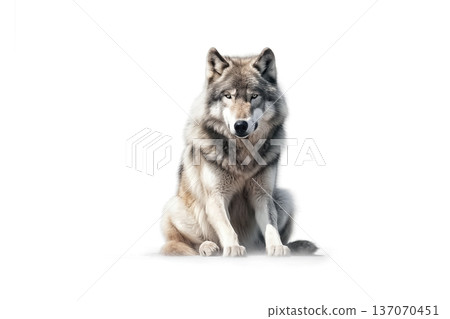 gray wolf (canis lupus) isolated on a white background 137070451