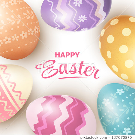 Happy Easter Card with Decorated Eggs Happy Easter Card with Decorated Eggs 137070870