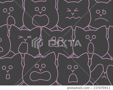 Illustration of many cats gathered together watching a game with various reactions. Background, poster, wallpaper. Pink x black. Illustration of many cats gathered together watching a game with various reactions. Background, poster, wallpaper. Pink x black. 137070911
