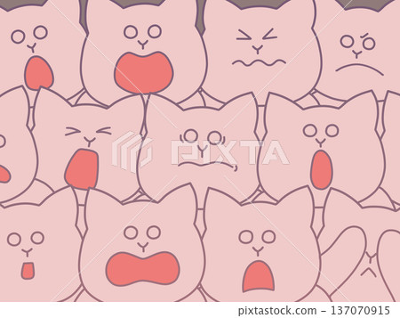 Illustration of many cats gathered together watching a game with various reactions. Background, poster, wallpaper. Pink. Illustration of many cats gathered together watching a game with various reactions. Background, poster, wallpaper. Pink. 137070915