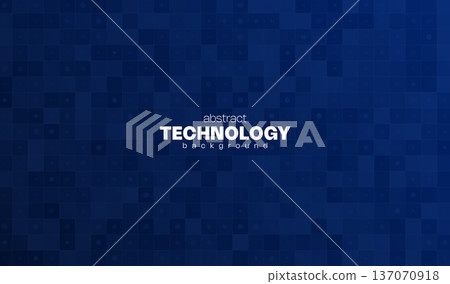 Blue abstract ai science technology background with squares, lines and dots grid. Data digital backdrop for business connection concept. Cyber network computer design system element. 137070918