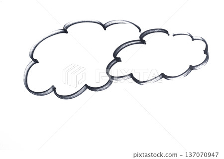 two clouds drawn with black marker 137070947