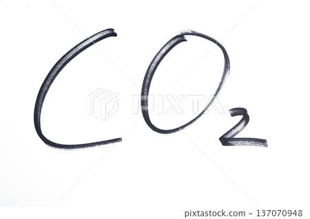 CO2, the symbol for carbon dioxide, written with a black marker 137070948