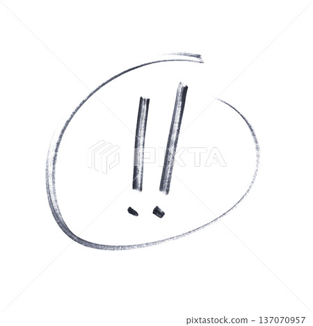 two exclamation marks highlighted with a circle drawn with black marker two exclamation marks highlighted with a circle drawn with black marker 137070957