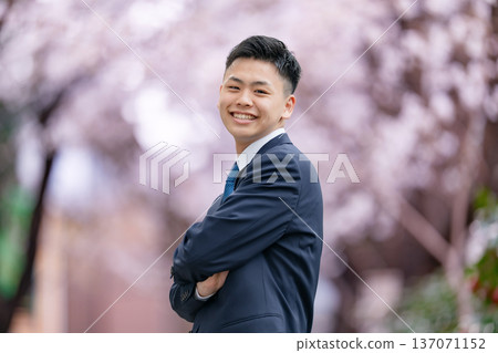 新生、身著西裝的年輕男士、櫻花 137071152