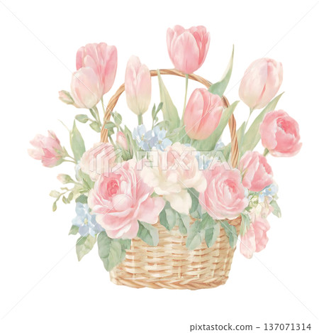 watercolor cute bear doll on a white 137071314