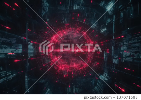 Abstract Visual Representation of Data Flow with Red Neon Elements and Futuristic Background Abstract Visual Representation of Data Flow with Red Neon Elements and Futuristic Background 137071593