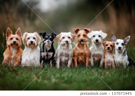 Heartwarming Scene of a Group of Stray Dogs Enjoying the Great Outdoors Together Heartwarming Scene of a Group of Stray Dogs Enjoying the Great Outdoors Together 137071945