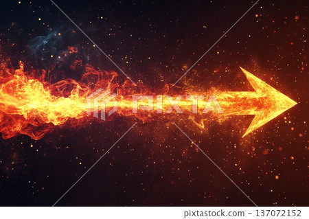 Dynamic Flame Arrow Illustrating Energy Movement Through Cosmic Space Background 137072152