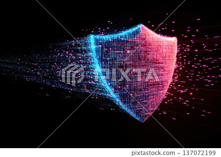 Digital Shield with Binary Code Flowing for Data Security Concept Visual Representation Digital Shield with Binary Code Flowing for Data Security Concept Visual Representation 137072199