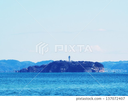 Enoshima seen from Chigasaki Beach, Kanagawa Prefecture, January Enoshima seen from Chigasaki Beach, Kanagawa Prefecture, January 137072407