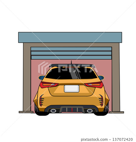 illustration Racing workshop and maintenance of sports cars. 137072420