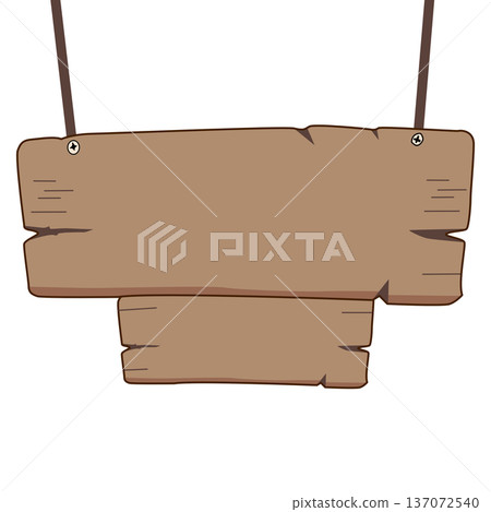 Old Wooden Sign with Two Levels. Illustration Old Wooden Sign with Two Levels. Illustration 137072540
