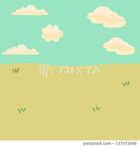 Cartoon Landscape with Clouds and Grass. illustration 137072686