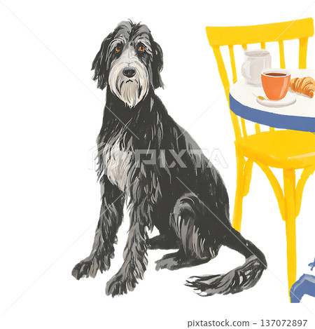 funny dog in blue scarf with scarf 137072897