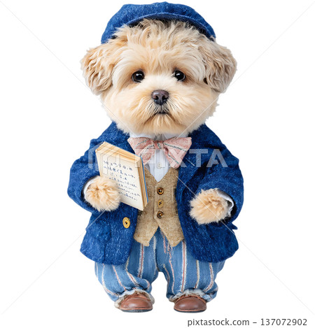funny dog in blue scarf with scarf 137072902