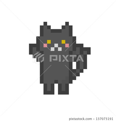 像素畫：一隻歡呼的黑貓 137073191