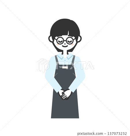 Illustration of a person wearing an apron bowing 137073232