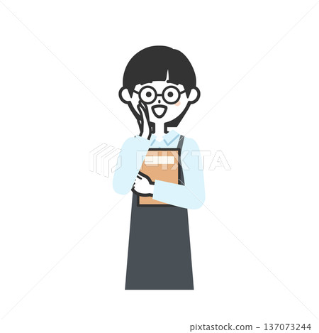 Illustration of a person wearing an apron calling out with their hand over their mouth Illustration of a person wearing an apron calling out with their hand over their mouth 137073244