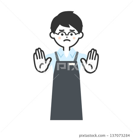 圖：一個穿著圍裙的人雙手拿著某物 137073284