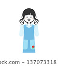Illustration of a woman wearing an apron making a fist pump with both hands 137073318