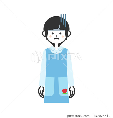 圖解：身穿圍裙、表情憂鬱的女子。 137073319