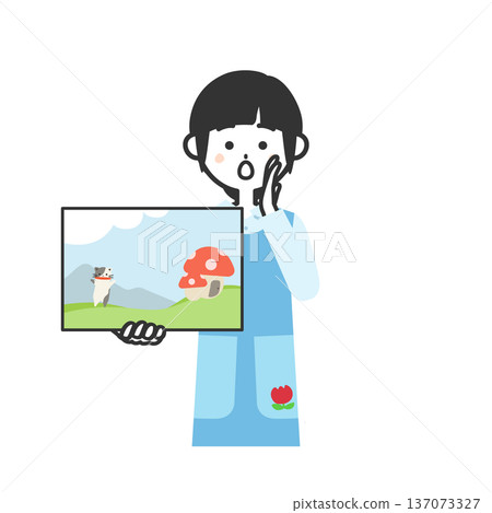 圖解:一位身穿圍裙的女子正在表演紙芝居。 圖解:一位身穿圍裙的女子正在表演紙芝居。 137073327