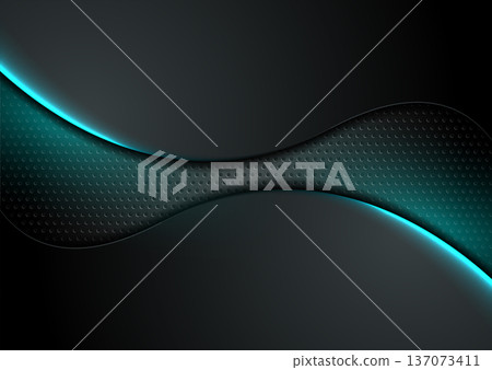 Futuristic technology abstract background with neon glowing wavy lines 137073411
