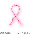 Breast cancer awareness month. Pink ribbon from small dots on light background 137073415