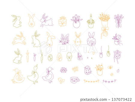 Happy Easter hand drawn whimsy doodle set. Happy Easter hand drawn whimsy doodle set. 137073422