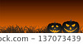 Black Halloween pumpkins on the grass abstract background 137073439