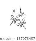 Hand drawn dragonflies in Japanese style drawing 137073457