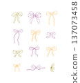 Hand drawn whimsical charming ribbon bows 137073458