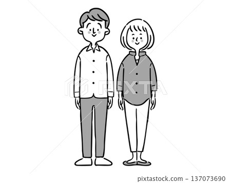 Man and woman, father and mother (monochrome) vector 137073690