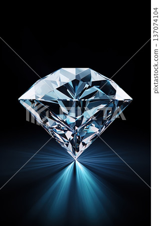Large diamond isolated on black background. Ai Generative 137074104