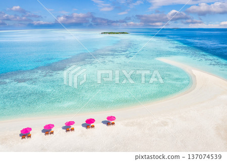 Relaxing Aerial Landscape Pink Umbrellas Ocean View Sandbank Popular Vacation Beach Destination Wallpaper Art Relaxing Aerial Landscape Pink Umbrellas Ocean View Sandbank Popular Vacation Beach Destination Wallpaper Art 137074539