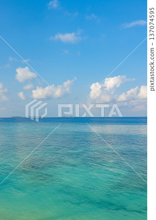 Pristine Sunny Ocean View Horizon and Clear Blue Sky for Sustainable Travel and Nature Immersion Concept Pristine Sunny Ocean View Horizon and Clear Blue Sky for Sustainable Travel and Nature Immersion Concept 137074595