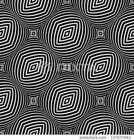 Seamless Op Art Pattern with 3D Illusion Effect. Lines Texture. 137075062