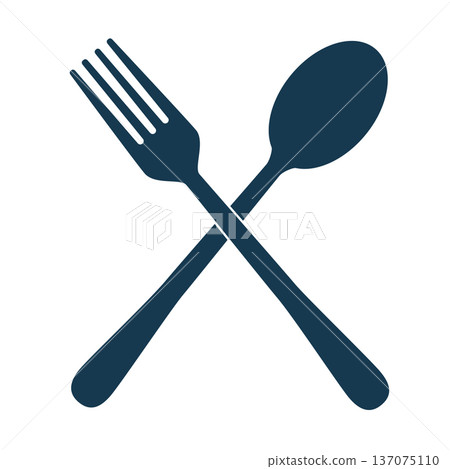 交叉的刀叉餐具圖示(輪廓、餐廳、標誌、海軍藍) 交叉的刀叉餐具圖示(輪廓、餐廳、標誌、海軍藍) 137075110