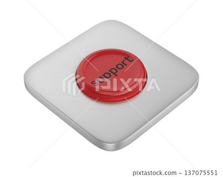 Red round support button 137075551